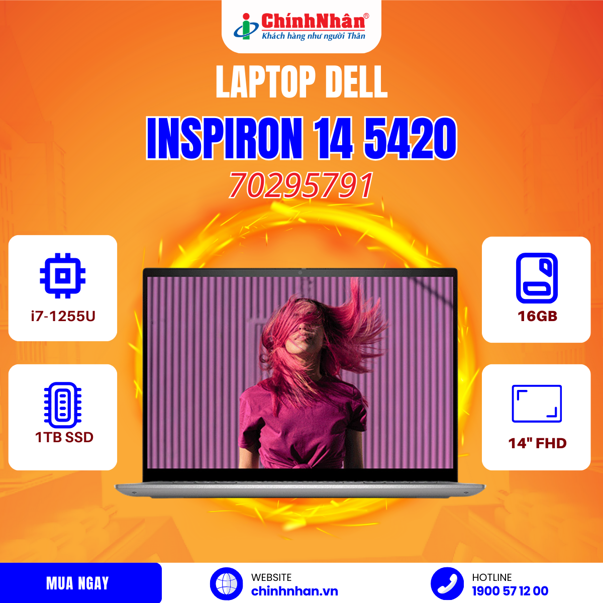 Hình ảnh chi tiết Laptop Dell Inspiron 14 5420 I7-1255U/16GB/ 1TB SSD/ MX570 2GB/ 14INCH FHD/OFFICEHS21/WIN 11/70295791 - Ảnh số 2