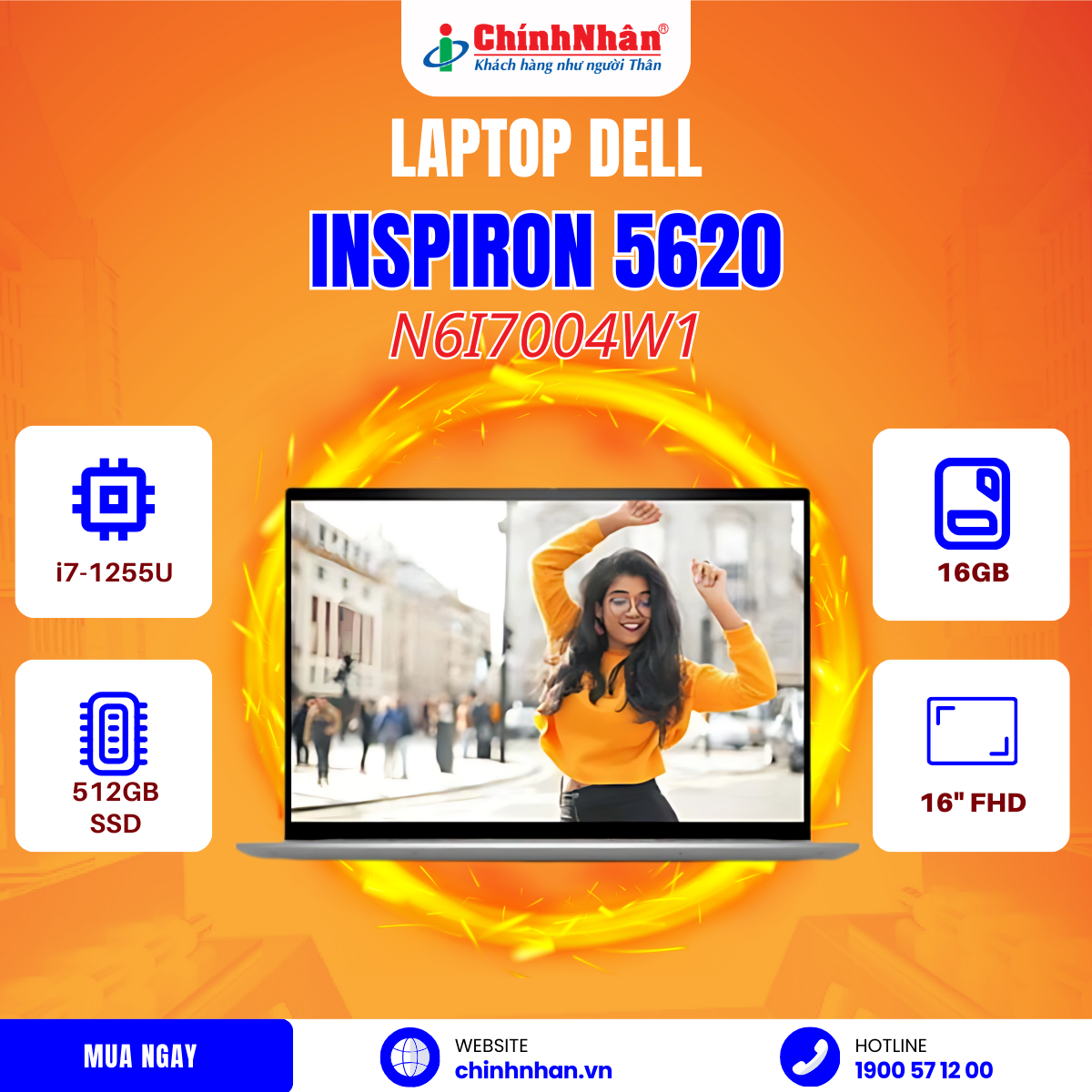 Hình ảnh chi tiết Laptop Dell Inspiron 5620 N6I7004W1 I7-1255U /16.0INCH FHD/16GB/ 512GB SSD/MX570 2GB/WIN 11/ OFFICE HS2021 - Ảnh số 2