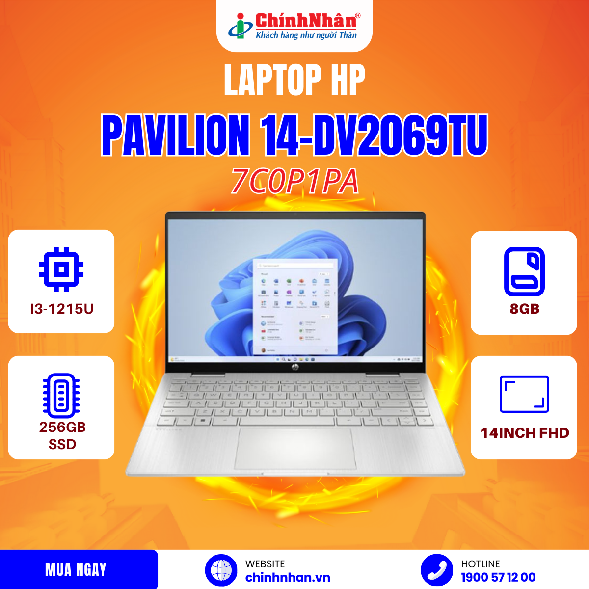 Hình ảnh chi tiết HP Pavilion 14-dv2069TU I3-1215U/8GB /256GB SSD/14INCH FHD/ WIN 11/7C0P1PA - Ảnh số 6