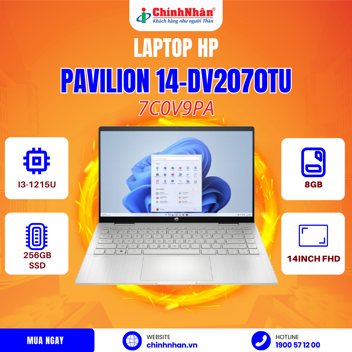 Hình ảnh chi tiết HP Pavilion 14-DV2070TU I3-1215U/8GB /256GB SSD/14INCH FHD/ WIN 11/7C0V9PA - Ảnh số 6