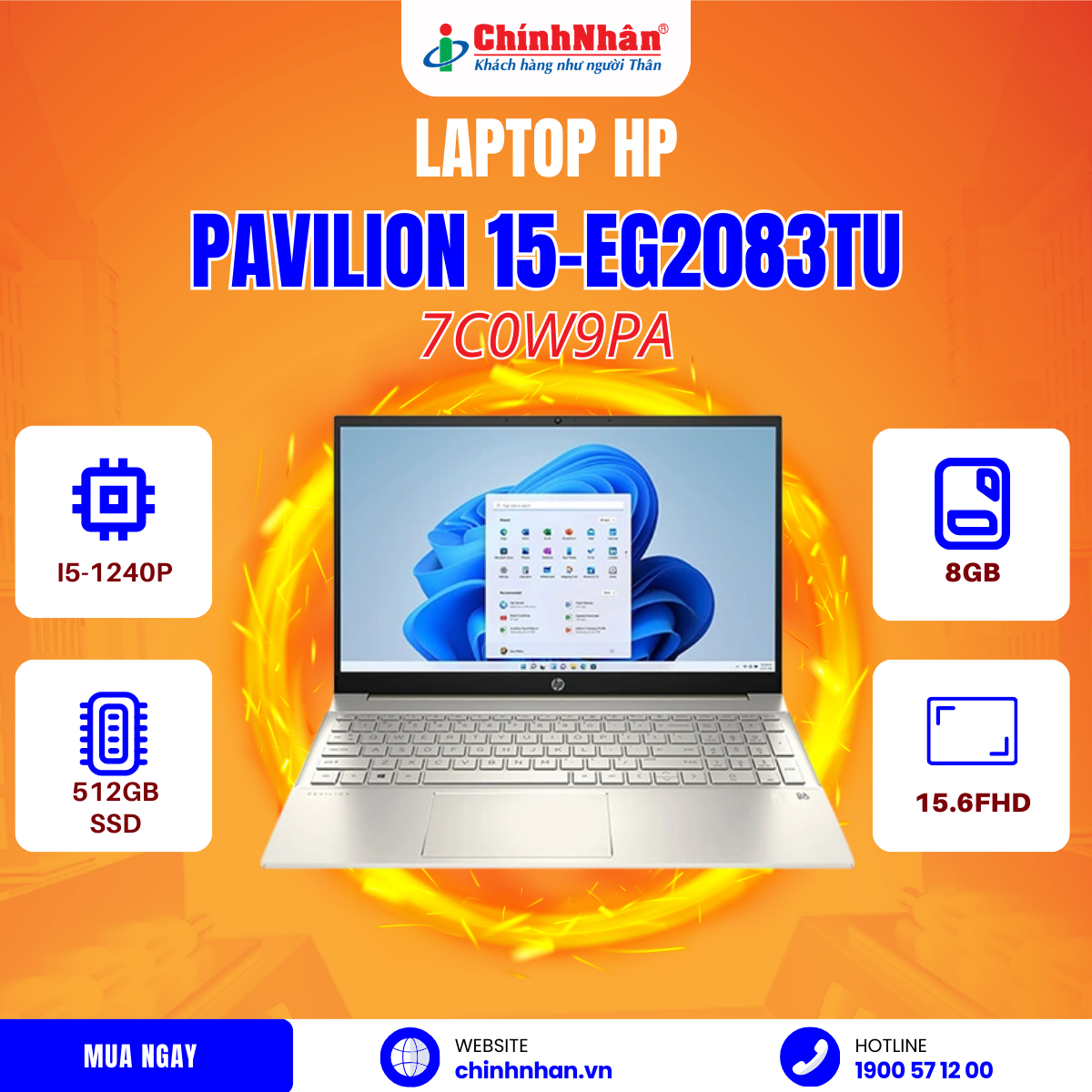 Hình ảnh chi tiết Laptop HP Pavilion 15-eg2083TU I5-1240P/ 8Gb D4/ 512Gb SSD/ 15.6FHD/win 11/7C0W9PA - Ảnh số 5