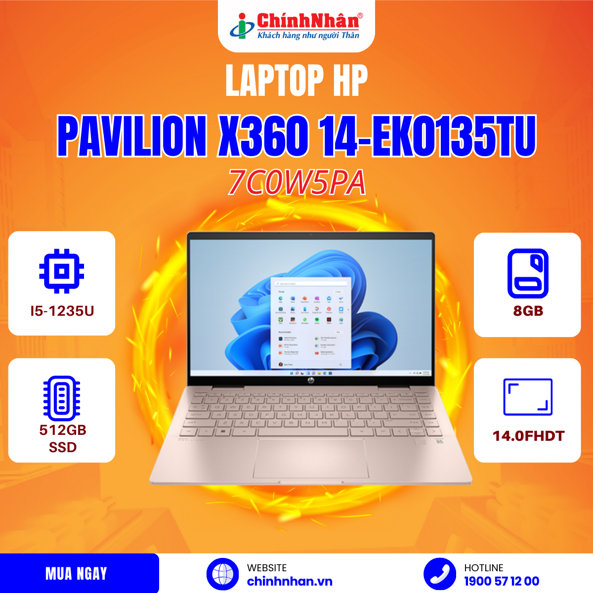 Hình ảnh chi tiết Laptop HP Pavilion x360 14-ek0135TU I5-1235U /8GD4/ 512GSSD/ 14.0FHDT/ PEN/win 11/7C0W5PA - Ảnh số 6