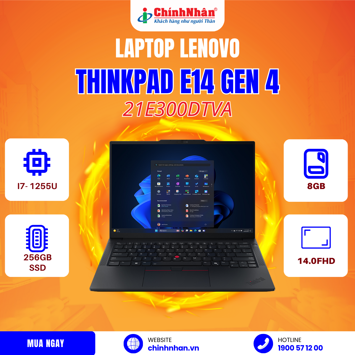 Hình ảnh chi tiết Laptop Lenovo ThinkPad E14 Gen 4 I7- 1255U/ 8GD4/ 256GSSD/ 14.0FHD/21E300DTVA - Ảnh số 3