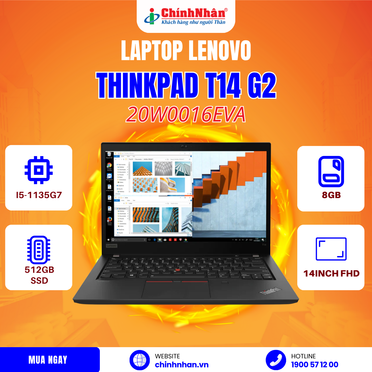 Hình ảnh chi tiết Laptop Lenovo ThinkPad T14 G2 I5-1135G7/ 8GB RAM/ 512GB SSD/14INCH FHD / 3YRS/20W0016EVA - Ảnh số 6