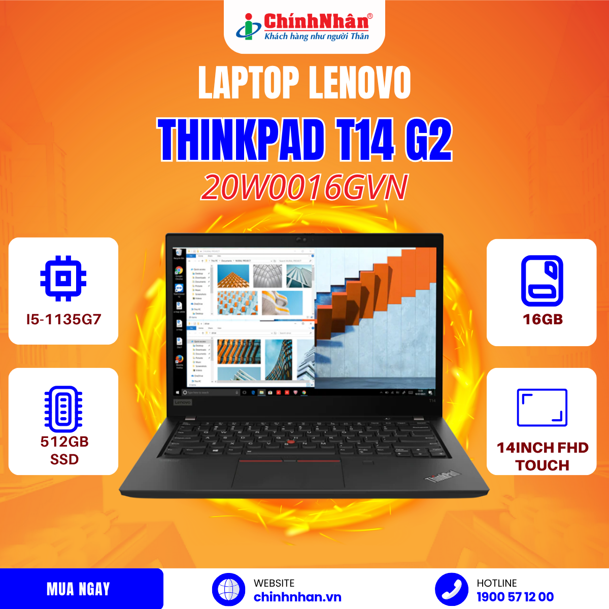 Hình ảnh chi tiết Laptop Lenovo ThinkPad T14 G2 I5-1135G7/ 2x8GB RAM/ 512GB SSD/14INCH FHD TOUCH/ WIN 11 PRO/3YRS/20W0016GVN - Ảnh số 10