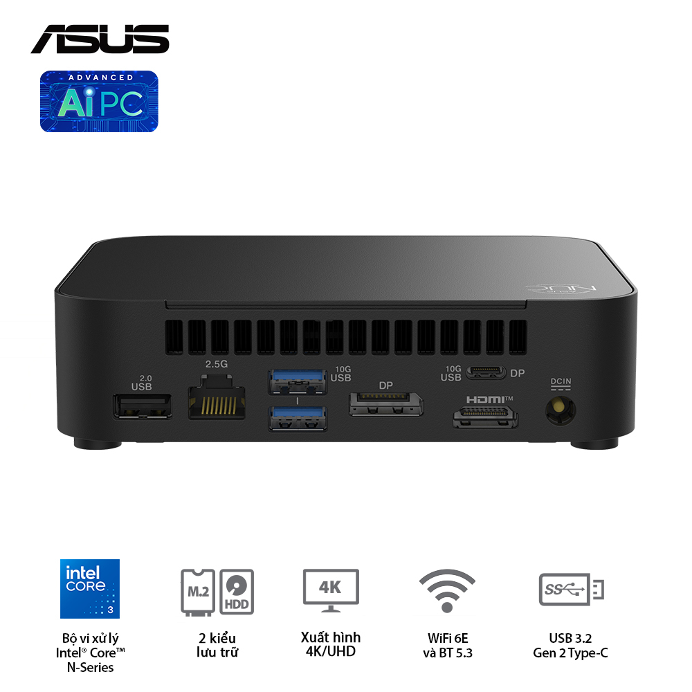 Hình ảnh chi tiết [90AR00M2-M000D0] MÁY TÍNH CÁ NHÂN ĐỂ BÀN NUC14MNK (N355)/ 1XDDR5-4800/ 1X M.222X80/2242 PCIE GEN3X4 /1X LAN/NO-OS - Ảnh số 4