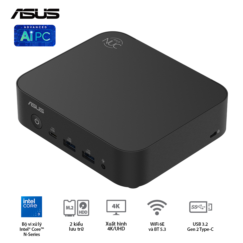 Hình ảnh chi tiết [90AR00M2-M000D0] MÁY TÍNH CÁ NHÂN ĐỂ BÀN NUC14MNK (N355)/ 1XDDR5-4800/ 1X M.222X80/2242 PCIE GEN3X4 /1X LAN/NO-OS - Ảnh số 5