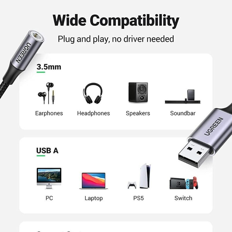 Hình ảnh chi tiết Cáp dữ liệu Usb 2.0 sang AV 3.5mm dài 25cm Ugreen (30757) - Ảnh số 4