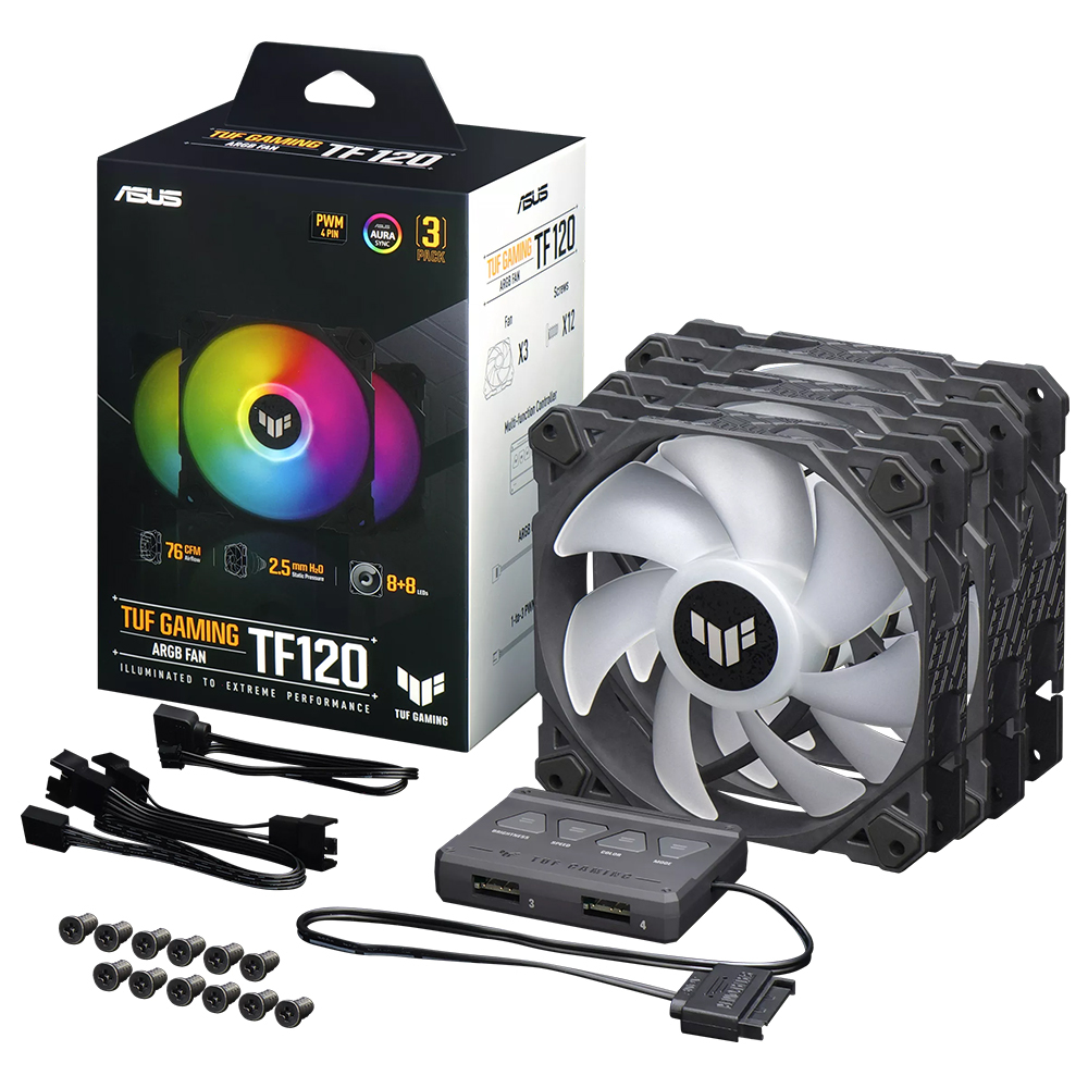 Hình ảnh chi tiết Quạt tản nhiệt của máy vi tính hiệu ASUS TUF GAMING TF120 BLACK ARGB 3IN1 (3 fan) - Ảnh số 2
