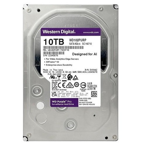Hình ảnh chi tiết ổ cứng lắp trong Western Digital 10TB 3.5IN SATA3 màu tím (Purple Pro) (WD102PURP) - Ảnh số 1