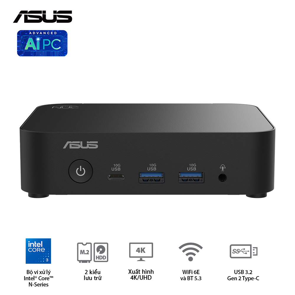 Hình ảnh chi tiết [90AR00M2-M000D0] MÁY TÍNH CÁ NHÂN ĐỂ BÀN NUC14MNK (N355)/ 1XDDR5-4800/ 1X M.222X80/2242 PCIE GEN3X4 /1X LAN/NO-OS - Ảnh số 1