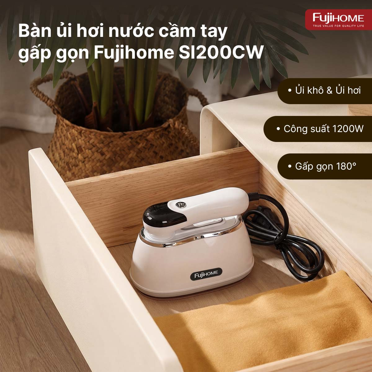 Hình ảnh chi tiết Bàn là (Bàn ủi) hơi nước cầm tay gấp gọn Fujihome SI200CW - Ảnh số 12