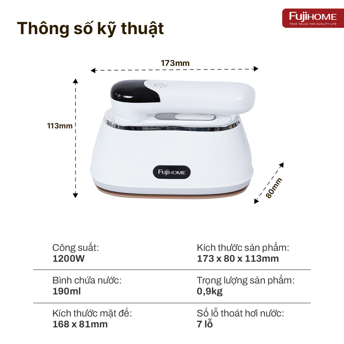 Hình ảnh chi tiết Bàn là (Bàn ủi) hơi nước cầm tay gấp gọn Fujihome SI200CW - Ảnh số 27