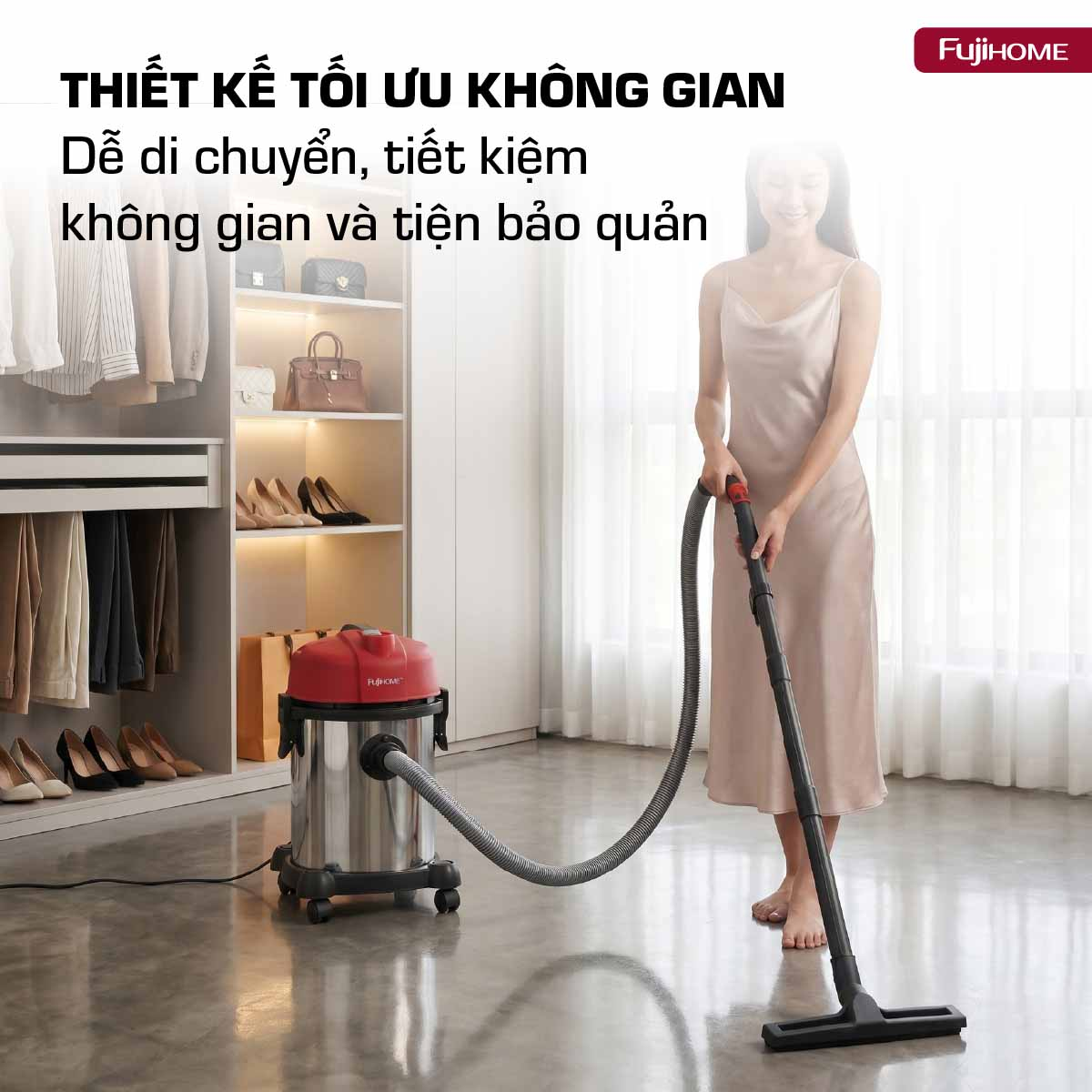 Hình ảnh chi tiết Máy hút bụi khô & ướt công suất lớn, 
làm sạch toàn diện Fujihome VC18N - Ảnh số 3