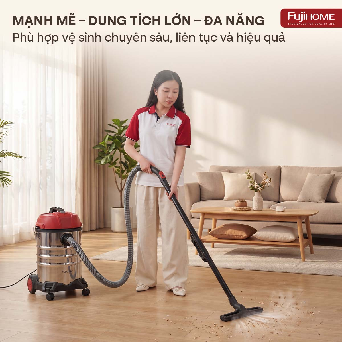 Hình ảnh chi tiết Máy hút bụi khô & ướt dung tích lớn,
 làm sạch mạnh mẽ Fujihome VC30N - Ảnh số 11