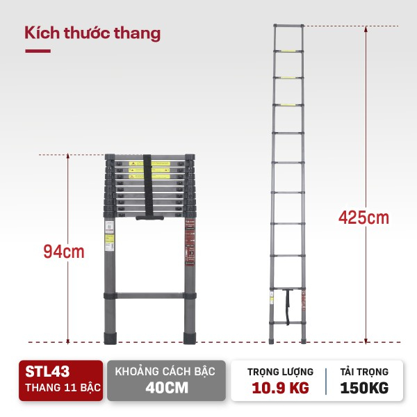 Hình ảnh chi tiết Thang rút đơn thép carbon Fujihome STL43 - Ảnh số 8