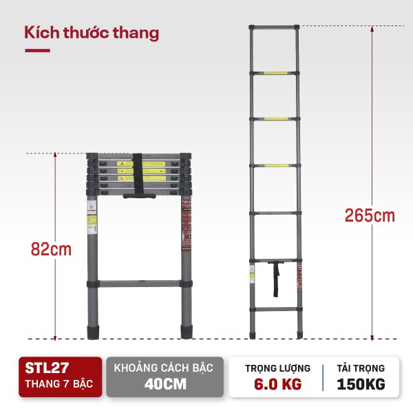 Hình ảnh chi tiết Thang rút đơn thép carbon Fujihome STL59 - Ảnh số 6