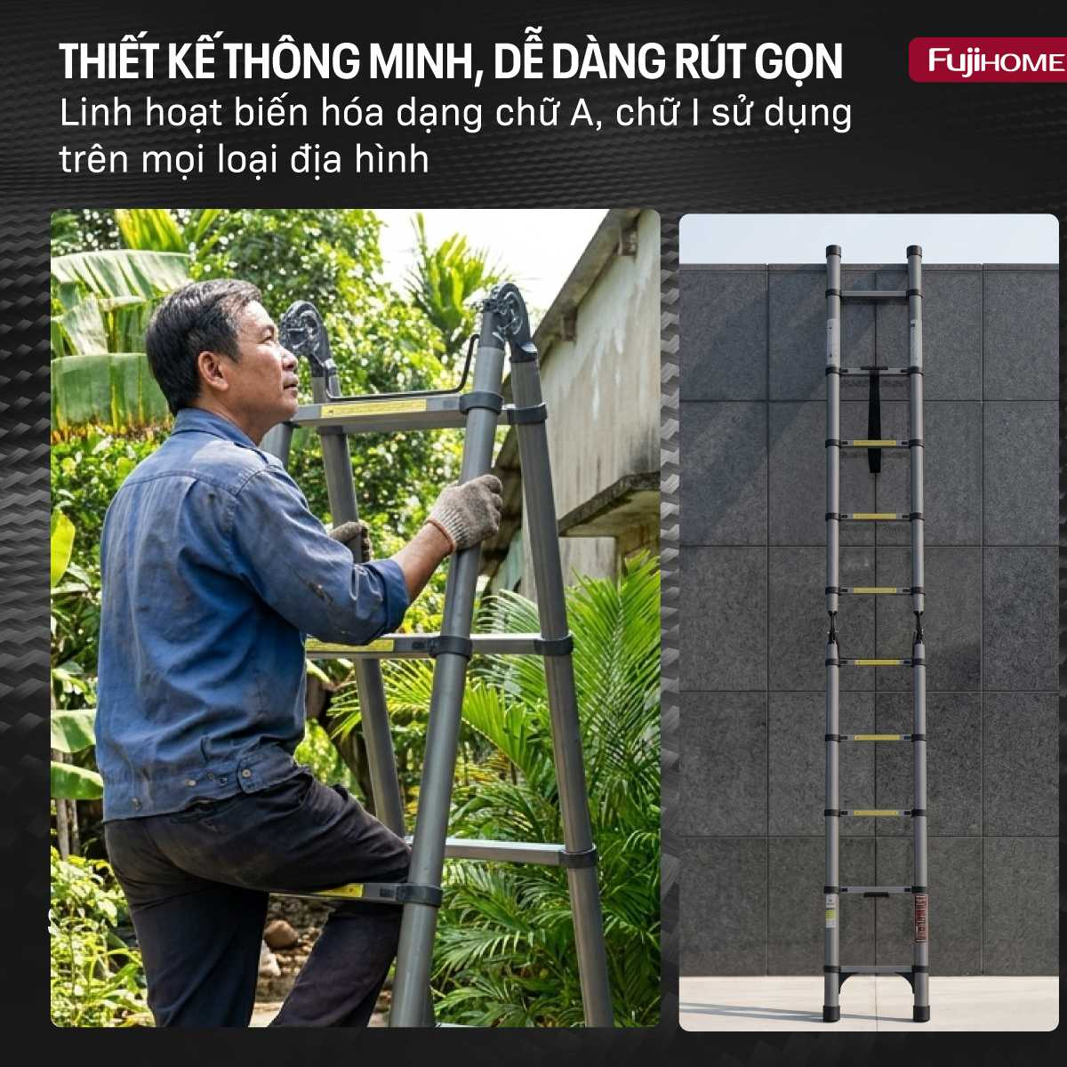 Hình ảnh chi tiết Thang rút gọn chữ A Fujihome STLA42 - Ảnh số 14