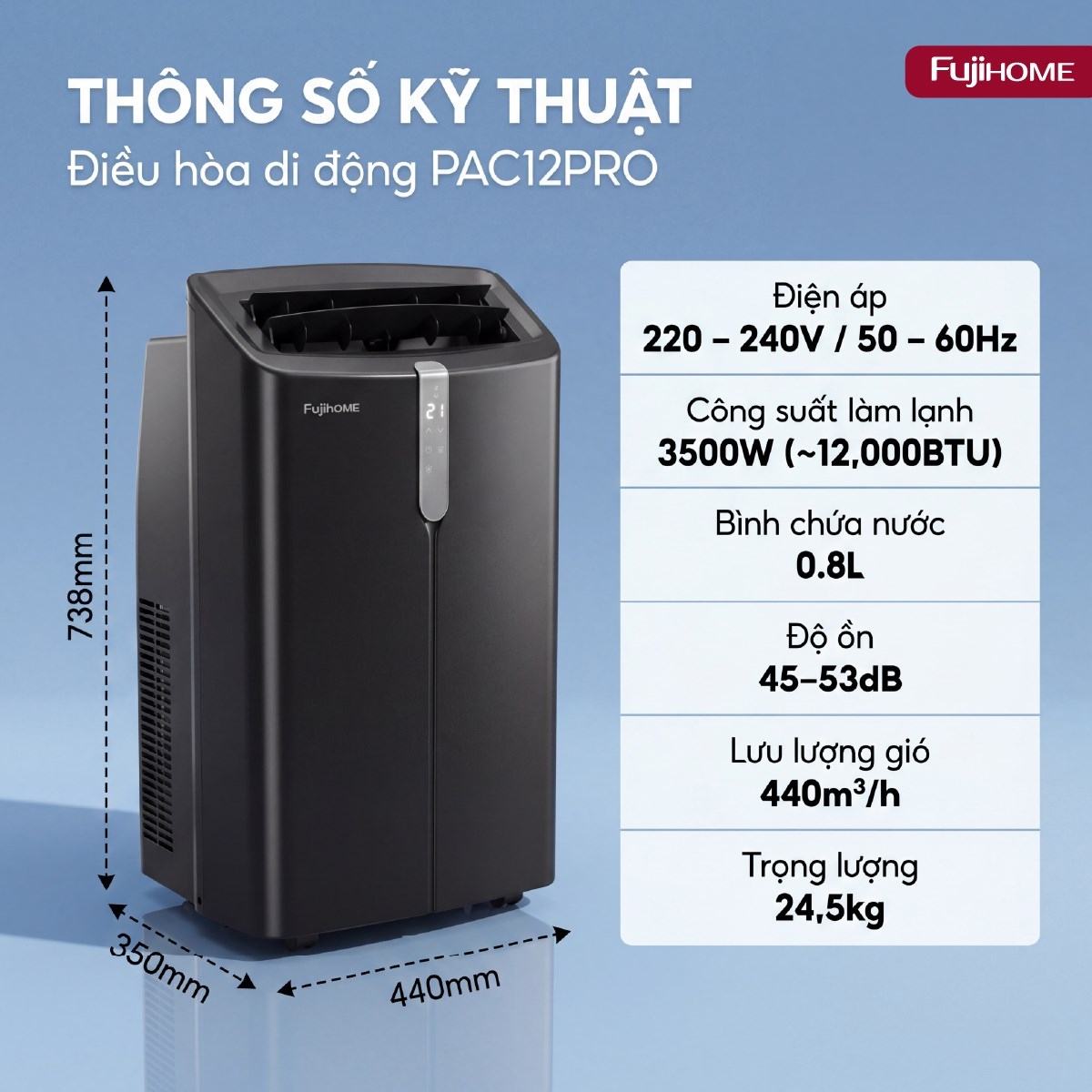 Hình ảnh chi tiết Điều hòa di động Fujihome PAC12PRO INVERTER Linh hoạt, làm lạnh nhanh - Ảnh số 16