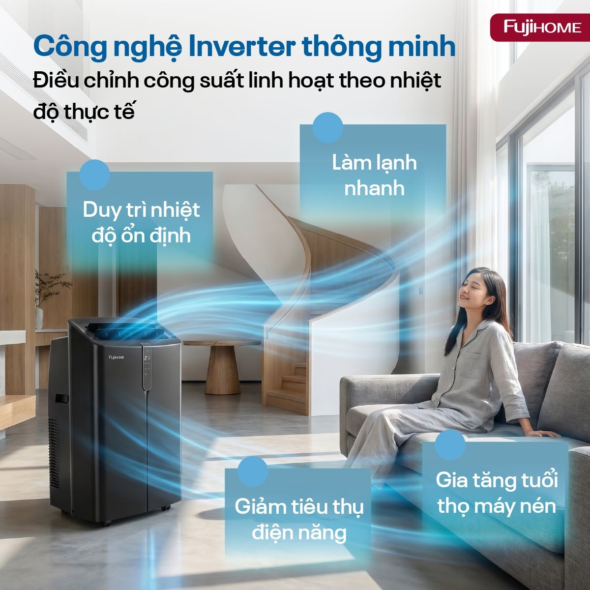 Hình ảnh chi tiết Điều hòa di động Fujihome PAC12PRO INVERTER Linh hoạt, làm lạnh nhanh - Ảnh số 4