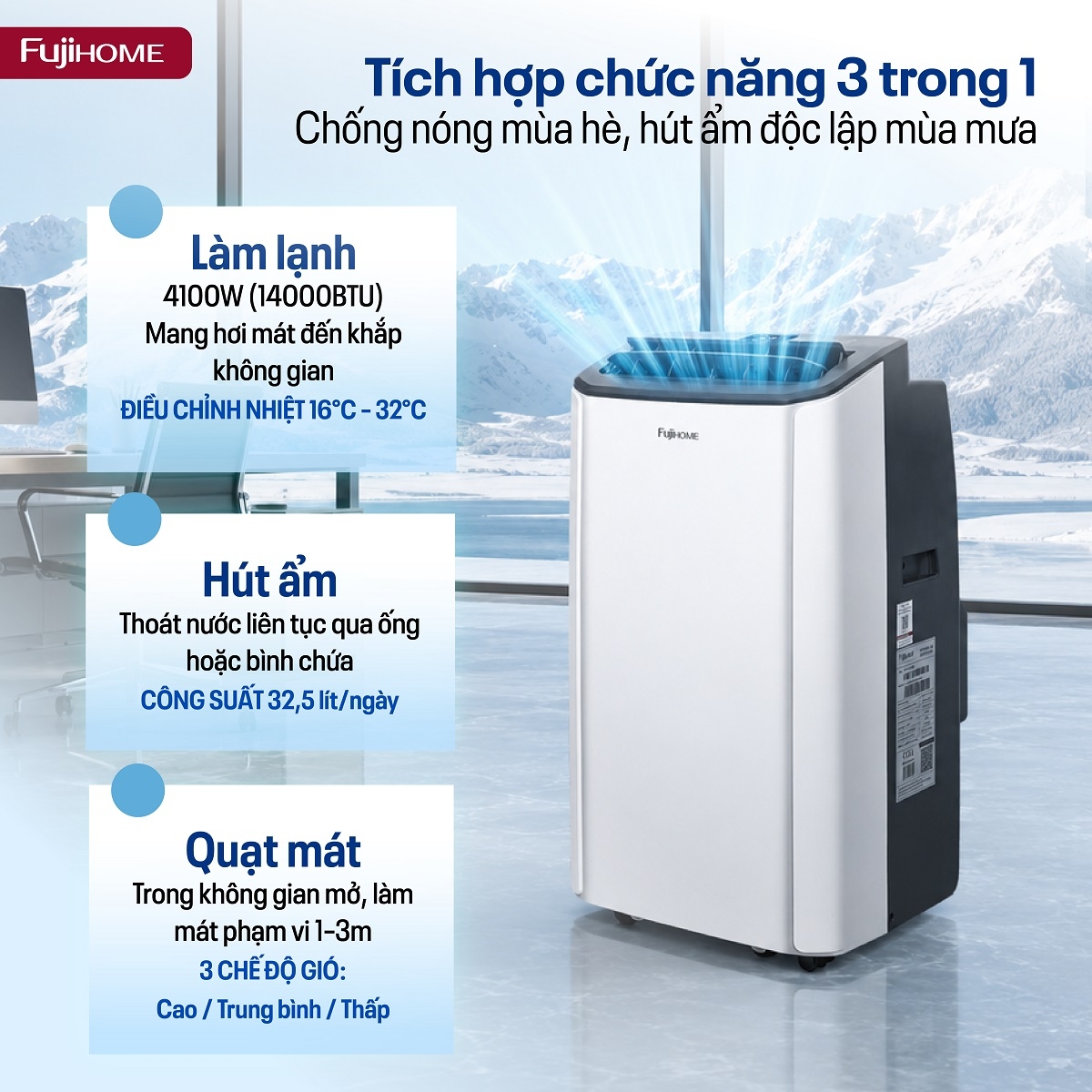 Hình ảnh chi tiết Điều hòa di động Fujihome PAC14PRO INVERTER Linh hoạt, làm lạnh nhanh - Ảnh số 5