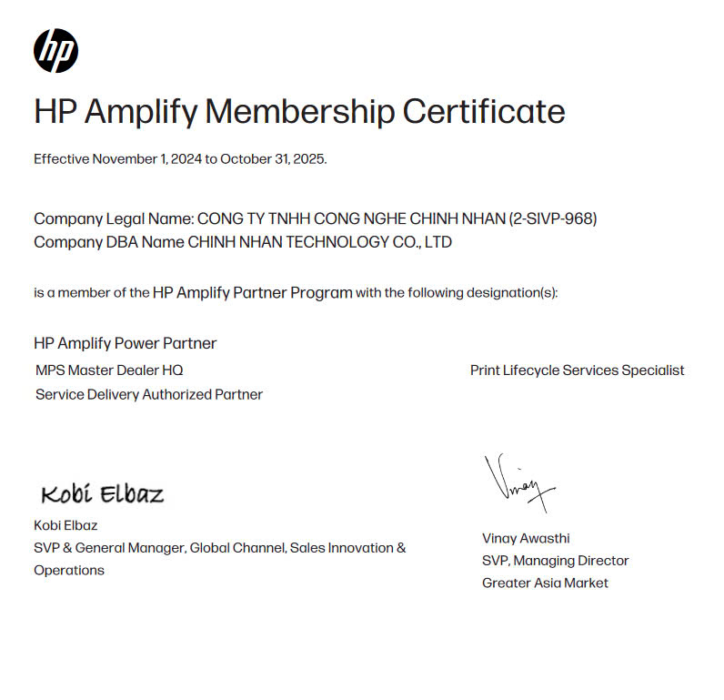 2024 hp amplify membership certificate công nghệ chính nhân