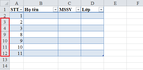 Cách tạo bảng trong Excel