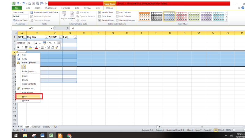 Cách tạo bảng trong Excel