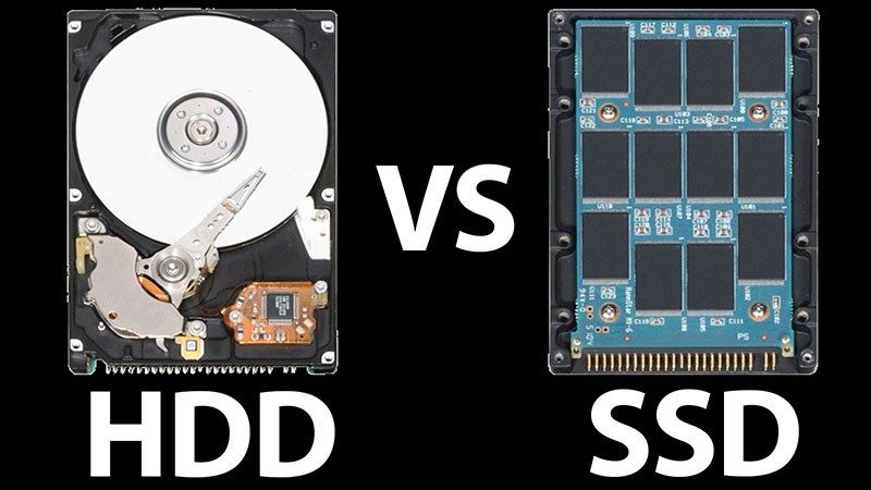 Có hai loại ổ cứng thường được sử dụng là SSD và HDD