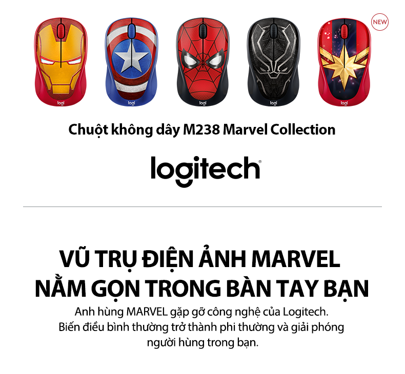 Mouse Logitech M238 Marvel Collection dành cho Fan của siêu anh hùng