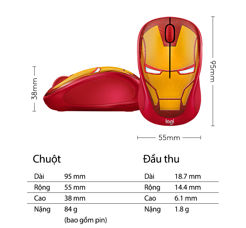 Mouse Logitech M238 Marvel Collection dành cho Fan của siêu anh hùng