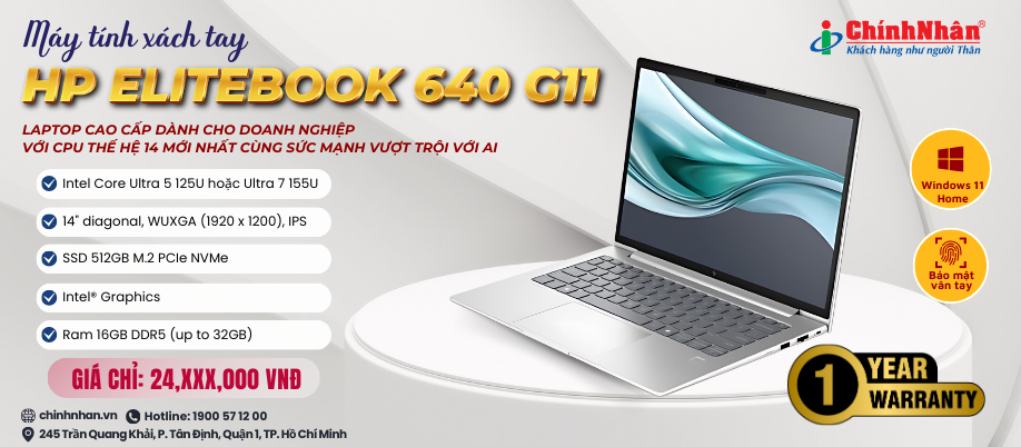 Laptop HP EliteBook 640 G11 ULTRA 5- 125U/16GB/512GB SSD/14inch WUXGA/Win 11 H/A7LB1PT