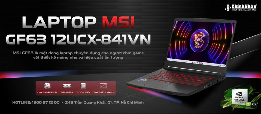 Laptop MSI GF63 12UCX-841VN I5-12450H